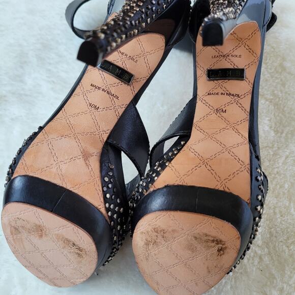 L.A.M.B. Studded Ankle Strap Platform Heels - Picture 9 of 9